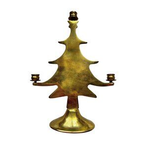 Vintage Brass Christmas Tree 3-Arm Candelabra for Mini Taper